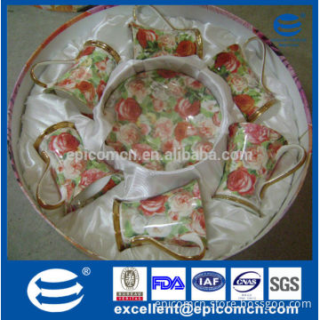 stock promotion sale high quality gold fine bone china cups and saucers for six people